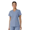 Blusa médica de cuello en V con paneles de punto Force Essentials para mujer