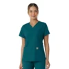 Blusa médica de cuello en V con paneles de punto Force Essentials para mujer