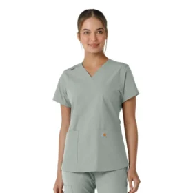 Blusa médica de cuello en V con paneles de punto Force Essentials para mujer