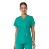 Blusa médica de cuello en V con paneles de punto Force Essentials para mujer