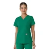 Blusa médica de cuello en V con paneles de punto Force Essentials para mujer