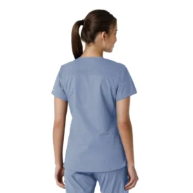 Blusa médica de cuello en V con paneles de punto Force Essentials para mujer