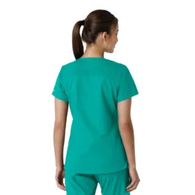 Blusa médica de cuello en V con paneles de punto Force Essentials para mujer