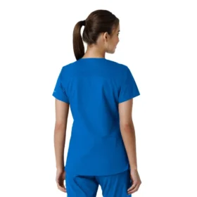 Blusa médica de cuello en V con paneles de punto Force Essentials para mujer