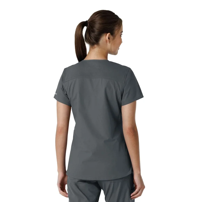Blusa médica de cuello en V con paneles de punto Force Essentials para mujer