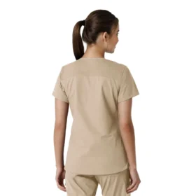 Blusa médica de cuello en V con paneles de punto Force Essentials para mujer