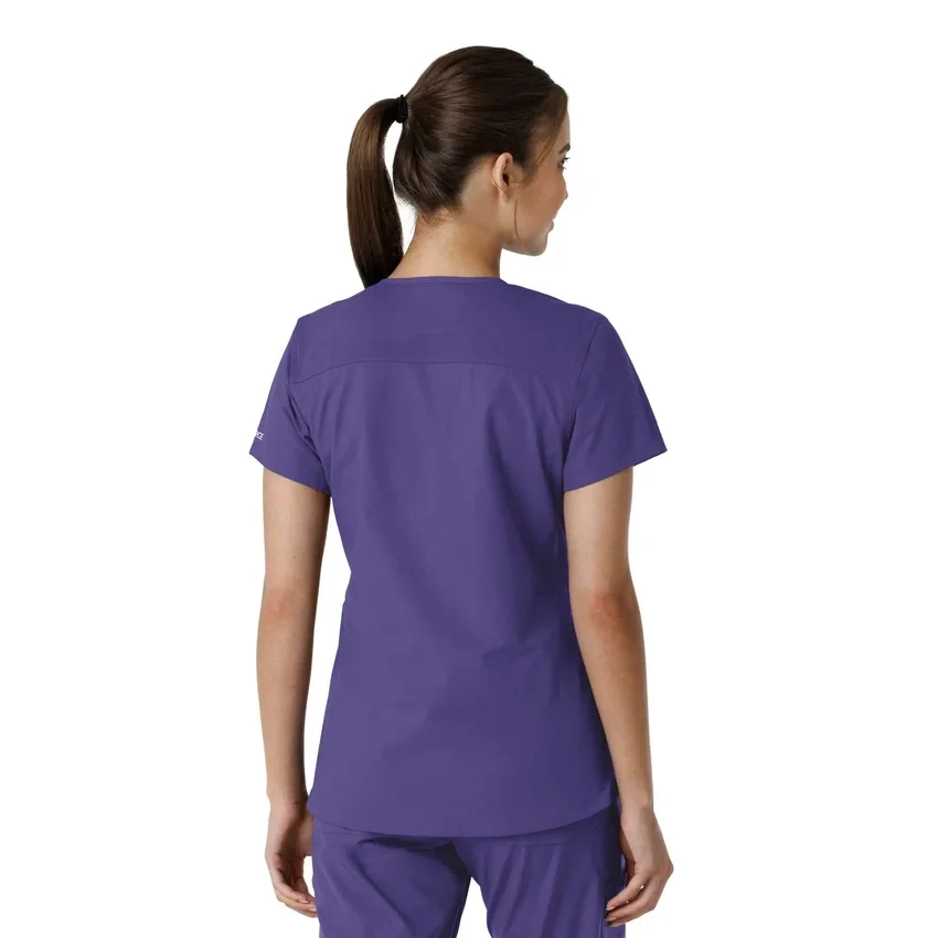 Blusa médica de cuello en V con paneles de punto Force Essentials para mujer