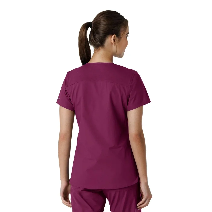 Blusa médica de cuello en V con paneles de punto Force Essentials para mujer