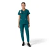 Blusa médica de cuello en V con paneles de punto Force Essentials para mujer