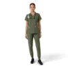 Blusa médica de cuello en V con paneles de punto Force Essentials para mujer