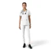 Blusa médica de cuello en V con paneles de punto Force Essentials para mujer