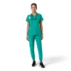 Blusa médica de cuello en V con paneles de punto Force Essentials para mujer