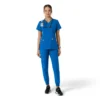 Blusa médica de cuello en V con paneles de punto Force Essentials para mujer