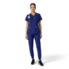 Blusa médica de cuello en V con paneles de punto Force Essentials para mujer