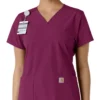 Blusa médica de cuello en V con paneles de punto Force Essentials para mujer