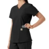 Blusa médica de cuello en V con paneles de punto Force Essentials para mujer