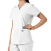Blusa médica de cuello en V con paneles de punto Force Essentials para mujer