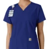 Blusa médica de cuello en V con paneles de punto Force Essentials para mujer