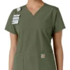 Blusa médica de cuello en V con paneles de punto Force Essentials para mujer
