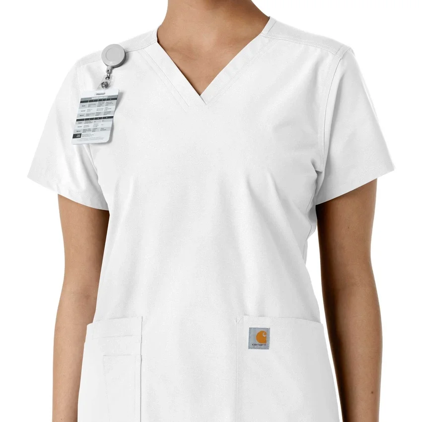 Blusa médica de cuello en V con paneles de punto Force Essentials para mujer