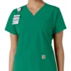 Blusa médica de cuello en V con paneles de punto Force Essentials para mujer