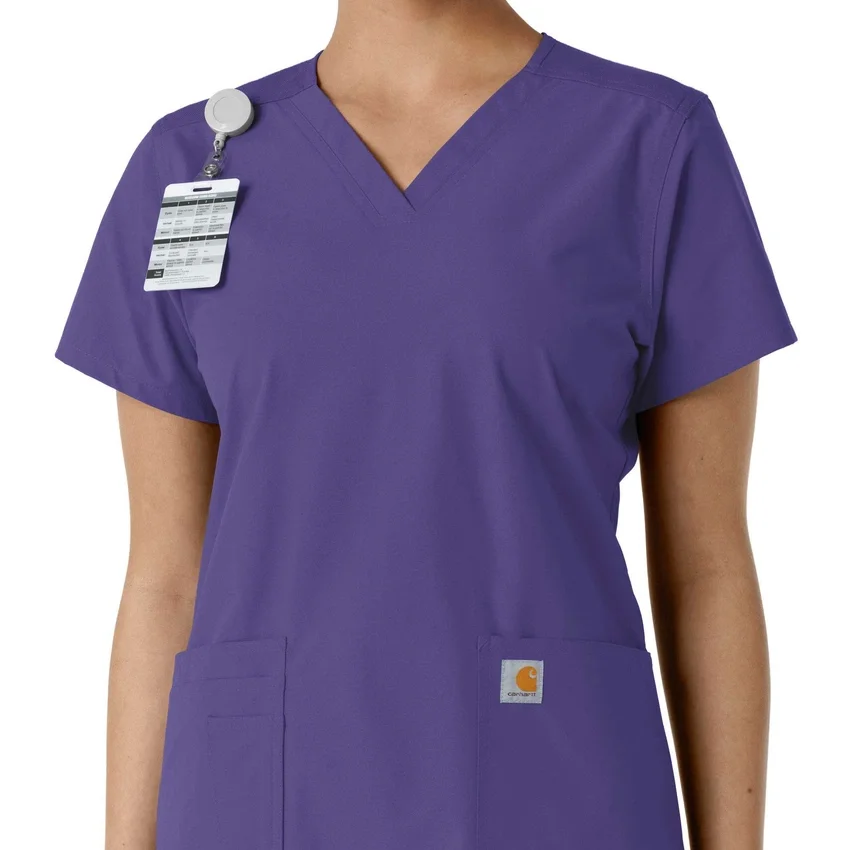 Blusa médica de cuello en V con paneles de punto Force Essentials para mujer