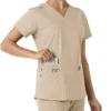 Blusa médica de cuello en V con paneles de punto Force Essentials para mujer