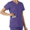 Blusa médica de cuello en V con paneles de punto Force Essentials para mujer