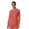Blusa médica de manguitos largos con cuello redondo Force Cross-Flex para mujer
