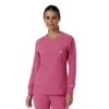 Blusa médica de manguitos largos con cuello redondo Force Cross-Flex para mujer