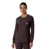 Blusa médica de manguitos largos con cuello redondo Force Cross-Flex para mujer
