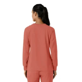 Blusa médica de manguitos largos con cuello redondo Force Cross-Flex para mujer