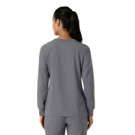 Blusa médica de manguitos largos con cuello redondo Force Cross-Flex para mujer