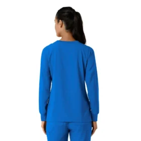 Blusa médica de manguitos largos con cuello redondo Force Cross-Flex para mujer