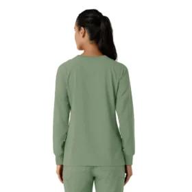 Blusa médica de manguitos largos con cuello redondo Force Cross-Flex para mujer