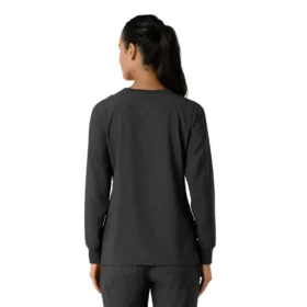 Blusa médica de manguitos largos con cuello redondo Force Cross-Flex para mujer