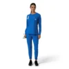 Blusa médica de manguitos largos con cuello redondo Force Cross-Flex para mujer