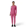 Blusa médica de manguitos largos con cuello redondo Force Cross-Flex para mujer