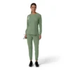 Blusa médica de manguitos largos con cuello redondo Force Cross-Flex para mujer