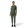 Blusa médica de manguitos largos con cuello redondo Force Cross-Flex para mujer