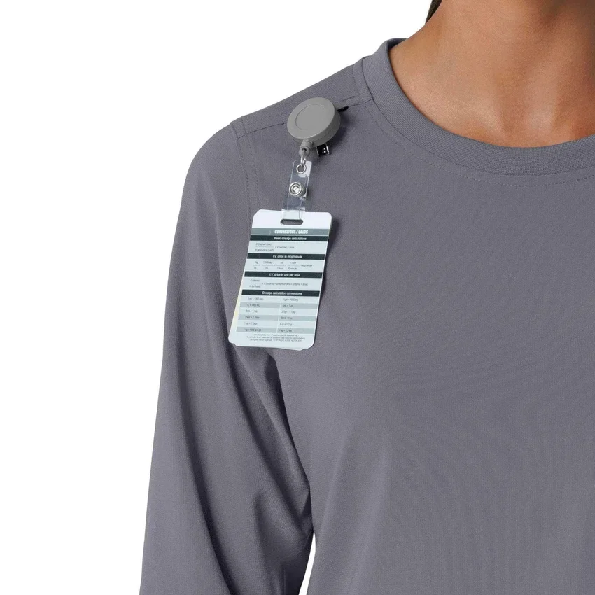 Blusa médica de manguitos largos con cuello redondo Force Cross-Flex para mujer