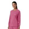 Blusa médica de manguitos largos con cuello redondo Force Cross-Flex para mujer