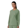 Blusa médica de manguitos largos con cuello redondo Force Cross-Flex para mujer
