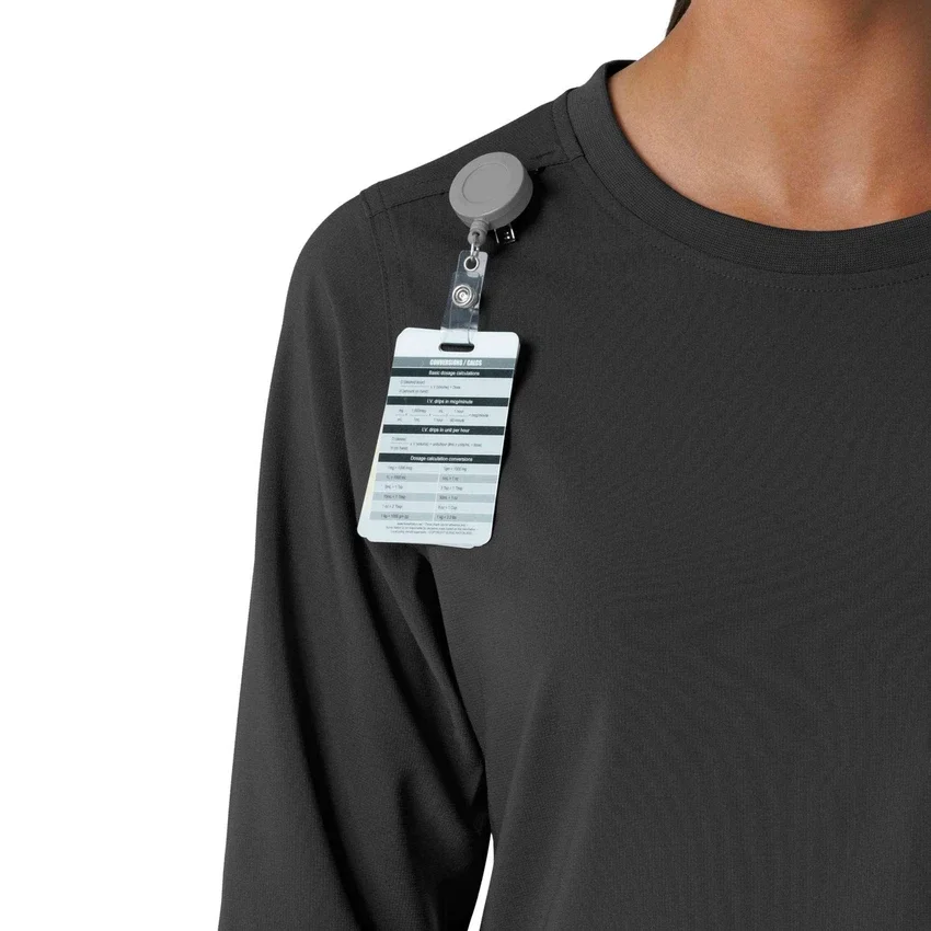 Blusa médica de manguitos largos con cuello redondo Force Cross-Flex para mujer