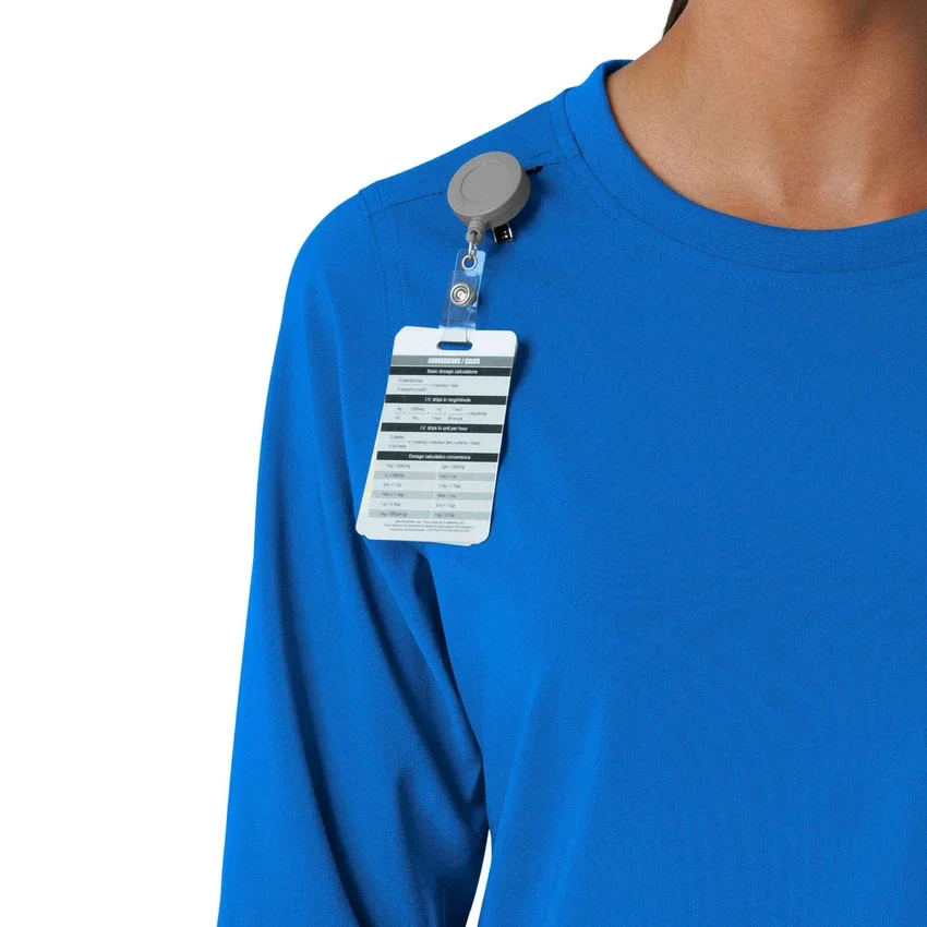 Blusa médica de manguitos largos con cuello redondo Force Cross-Flex para mujer