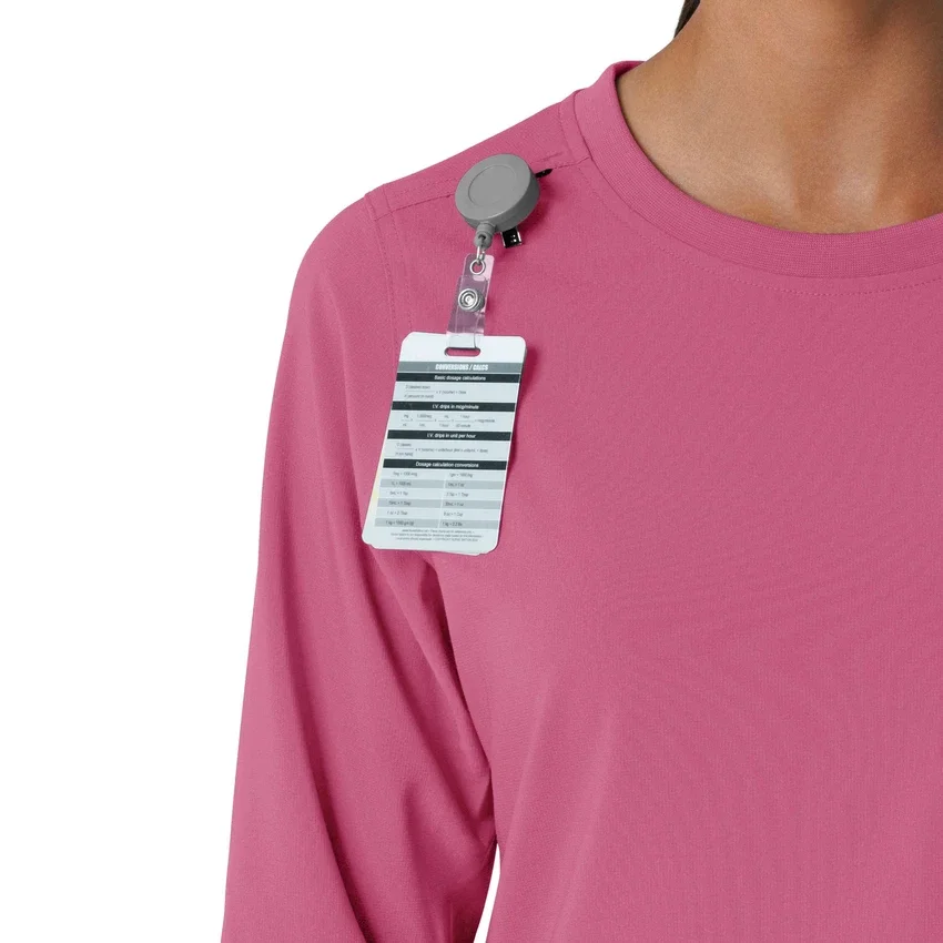 Blusa médica de manguitos largos con cuello redondo Force Cross-Flex para mujer