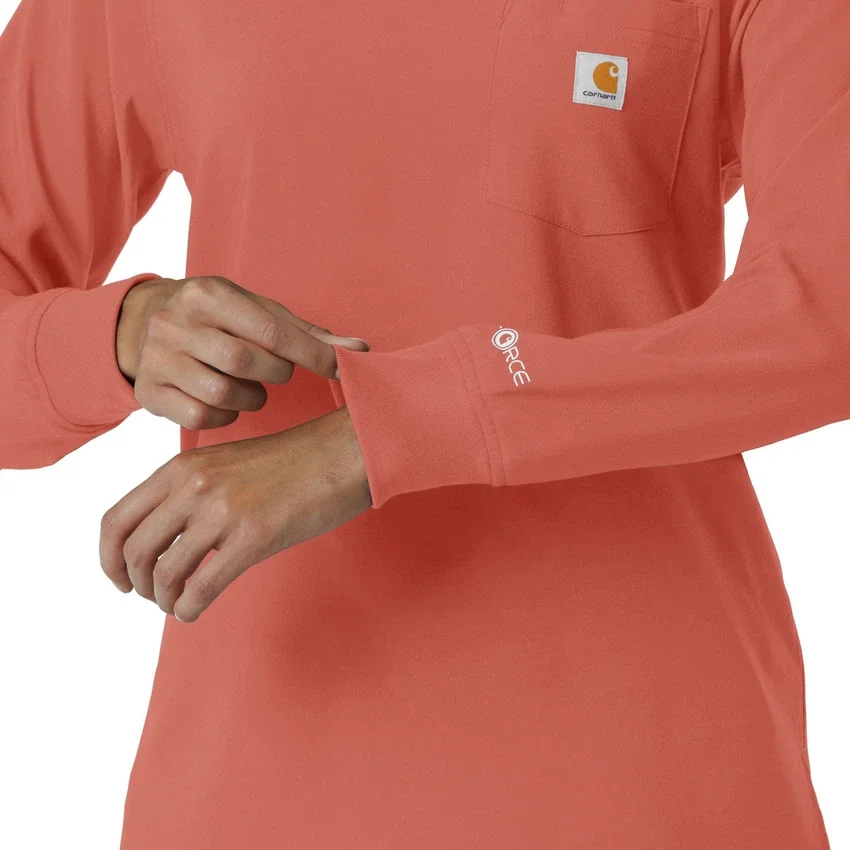 Blusa médica de manguitos largos con cuello redondo Force Cross-Flex para mujer
