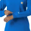 Blusa médica de manguitos largos con cuello redondo Force Cross-Flex para mujer