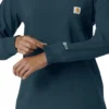 Blusa médica de manguitos largos con cuello redondo Force Cross-Flex para mujer
