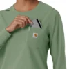 Blusa médica de manguitos largos con cuello redondo Force Cross-Flex para mujer